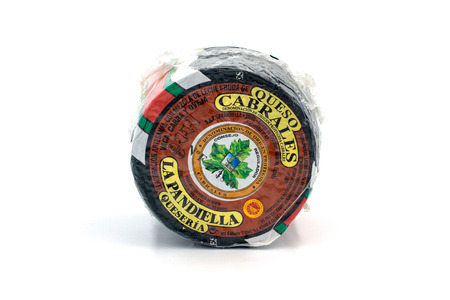 PALMA, SPAIN - NOVEMBER 24, 2017: Asturian Cabrales cheese (Queso de Cabrales) isolated on white backgroundのeditorial素材