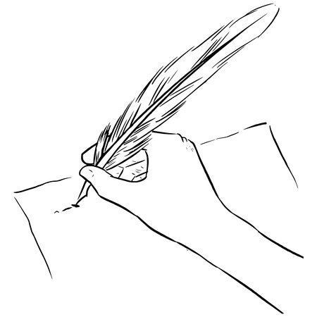 Writing with a Quill ink illustration. Literature vector drawing.のイラスト素材