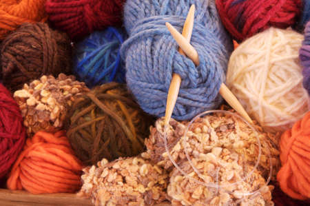 Close up shot of a bowl of yarn