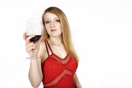 beautiful woman with a glass of wineの写真素材