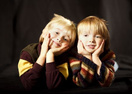 Brothers hanging out togetherの写真素材