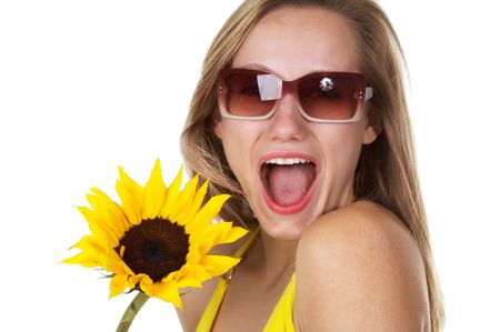 Beautiful Caucasian Women with a look of surprise on her faceの写真素材