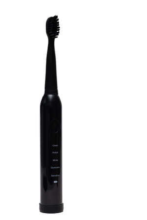Black wireless electric toothbrush isolated on white background, copy spaceの写真素材