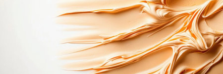 Smooth forms blend seamlessly in shades of mocha mousse illuminated by soft lighting. The minimalist design creates an inviting atmosphere with ample copy space for text or branding.の素材