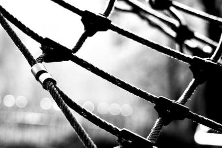 a rope net on the children's playgroundの写真素材