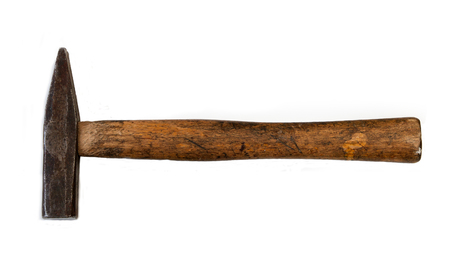 hammer with a wooden handle with clear traces of use, not newの写真素材