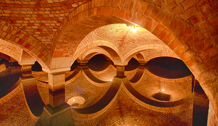 Wonderful, underground interiors of brick, old, historic water tanks