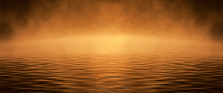 Background of floating morning mist over the warm morning mornings