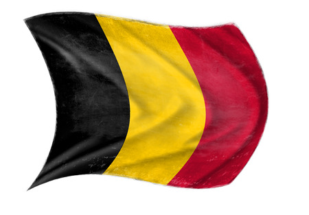 The flag of Belgium waving from the wind, proudly fluttering in the windの写真素材