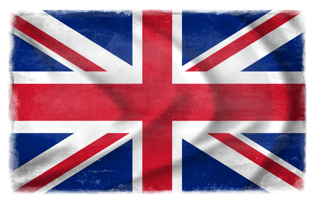 The flag of Great Britain waving from the wind, proudly waving in the windの写真素材