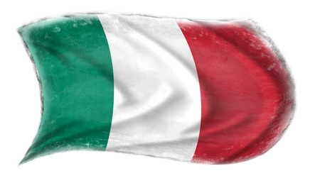 The Italian flag waving from the wind, proudly fluttering in the windの写真素材