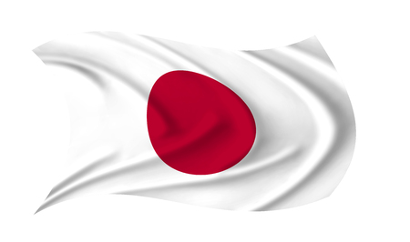 The flag of Japan waving from the wind, proudly fluttering in the windの写真素材