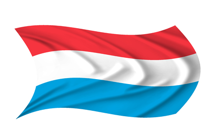 The Luxemburg flag waving from the wind, proudly fluttering in the windの写真素材
