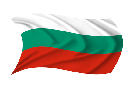 The Bulgarian flag waving from the wind, proudly fluttering in the windの写真素材