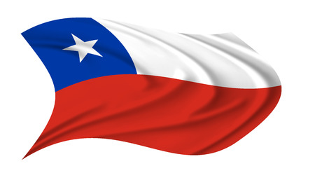 The Chile flag waving from the wind, proudly fluttering in the windの写真素材