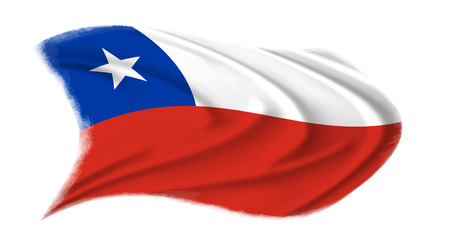The Chile flag waving from the wind, proudly fluttering in the windの写真素材