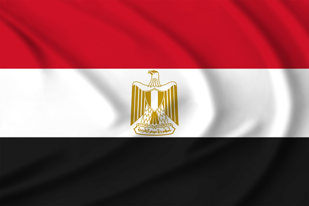 The Egypt flag waving from the wind, proudly fluttering in the windの写真素材