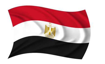The Egypt flag waving from the wind, proudly fluttering in the windの写真素材