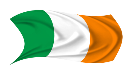 The Ireland flag waving from the wind, proudly fluttering in the windの写真素材