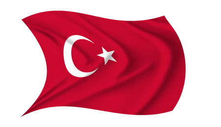 The flag of Turkey waving from the wind, proudly fluttering in the windの写真素材