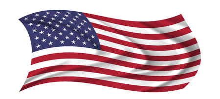 The US flag waving from the wind, proudly fluttered in the windの写真素材