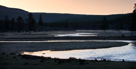 Sunrise in Yellowstoneの写真素材