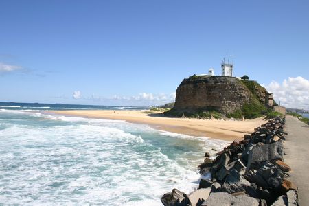 Nobbys Lighthouse - A prominent landmark, Newcastle Australia.の写真素材