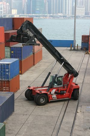 Loading activity at a container port in Hong Kong
