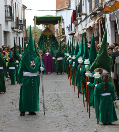 ALMAGRO, SPAIN - APRIL 10 - 2009: Semana Santa - Holy Week, The traditional processions in the streets, April 10, 2009 in Almagro Spain のeditorial素材