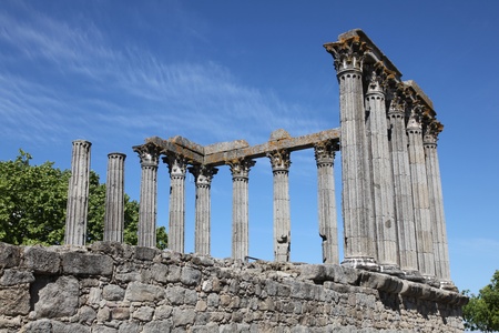The ancient remains of the Roman Temple of Evora (referred to as the Temple of Diana.)  This...