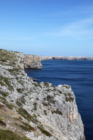 Rugged cliff line at Cape Saint Vincent - Sagres Portugal. This Cape is located at the furthest South West point on the Portuguese Coast.の写真素材