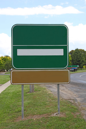 A blank sign on the side of the road  Add your own text or designの写真素材