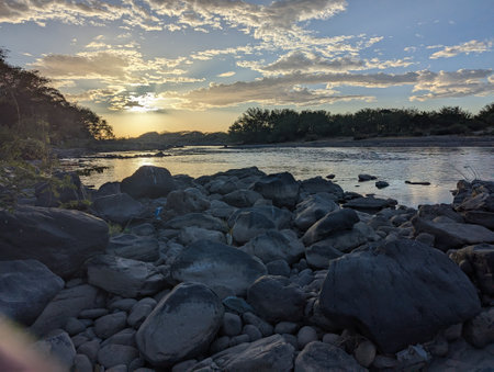 Sunset on the beach of Khao Yai National Park, Thailandの写真素材