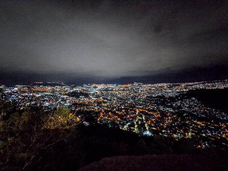 Night view of the city of Santa Cruz de Tenerife, Spainの写真素材