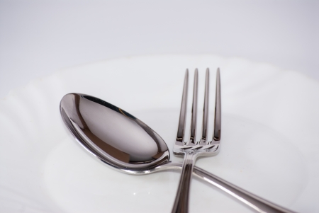 plate fork and spoonの写真素材