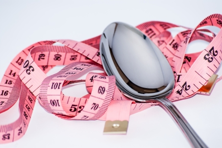 red tape line and spoonの写真素材