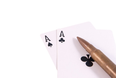 two aces black and rifle bullet isolated white right