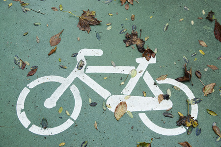 Draw Autumn bike in bikeway. Salamanca, Spain,Europeの写真素材