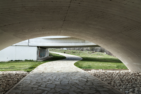 Modern bridge medieval city Zamoraの写真素材