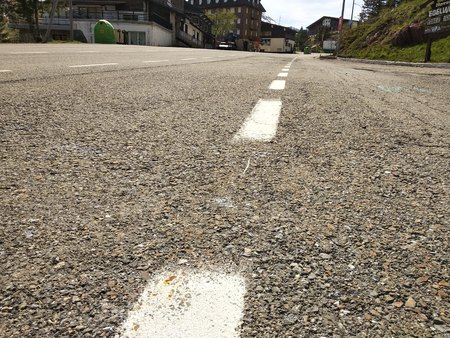 Asphalt road and dividing linesの写真素材
