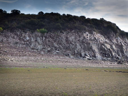 Record low water level of shrinking ricobayo reservoir in spain.