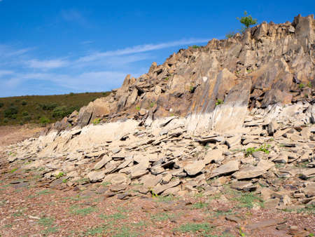 Reservoir with drought at the Star Bridge. Concept of climate changeの写真素材