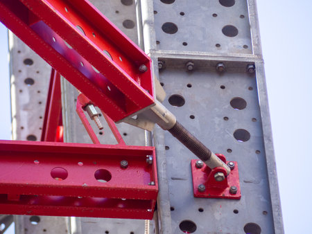 Metal structure made of steel with screws and rivets