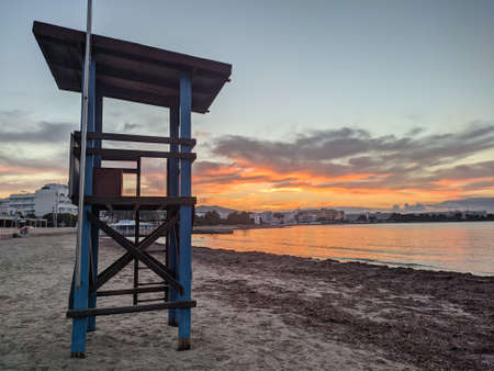 Lifeguard stand on an Ibiza beach. Vacation concept High quality photoの写真素材