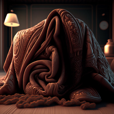 GENERATIVE AI, GENERATIVE, AI, warm brown blanket in a comfortable bedroomの素材