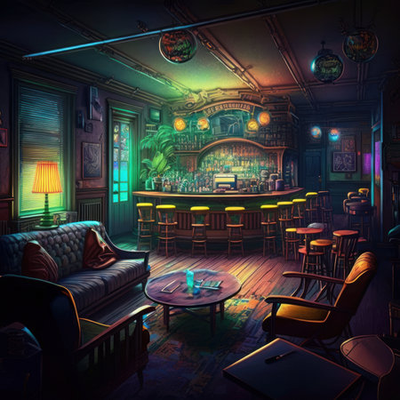 3d rendering of a bar interior in a fairy tale style.の素材
