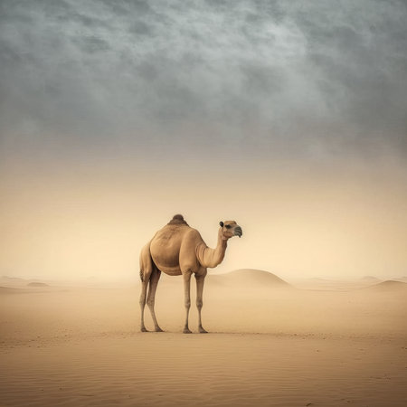 Camels in the Sahara desert, Morocco, Africa. 3d renderingの素材