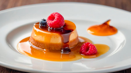 Crafted with love, this creamy delight combines milk, sugar, and a caramel sauce, offering a taste of home-cooked perfectionの写真素材