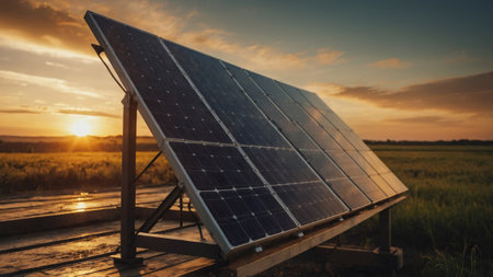 solar panels used as a source of alternative energy, showcasing modern renewable solutionsの写真素材