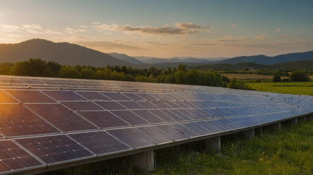 highlighting the efficiency of photovoltaic cells in converting sunlight into electricity